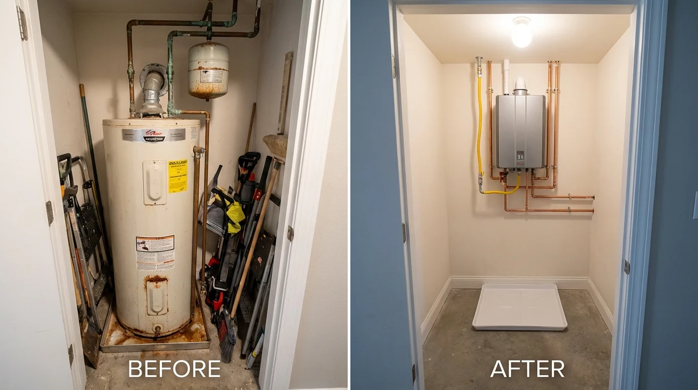 Tank water heater versus wall-mounted tankless unit comparison for San Ysidro, NM homeowners