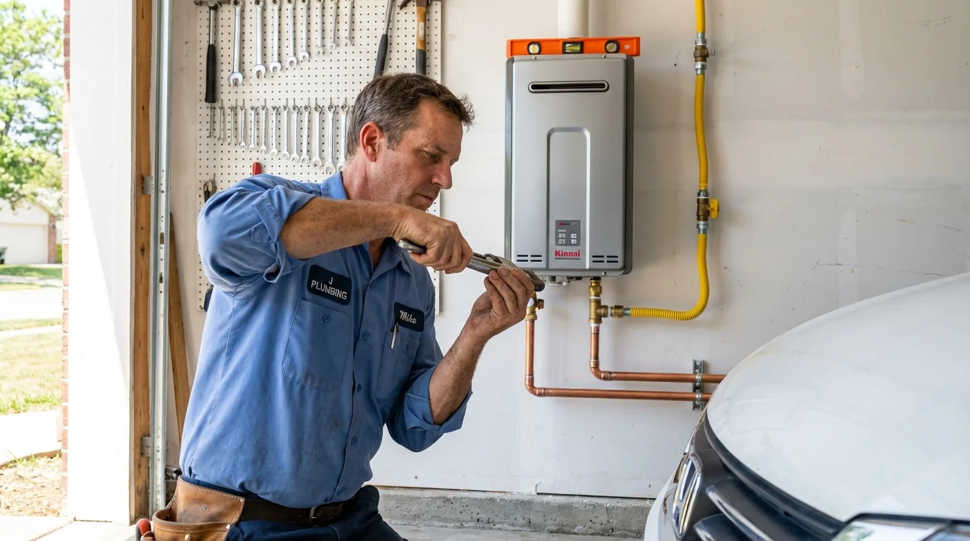 Tankless water heater installation by a Johns Plumbing LLC plumber in San Ysidro